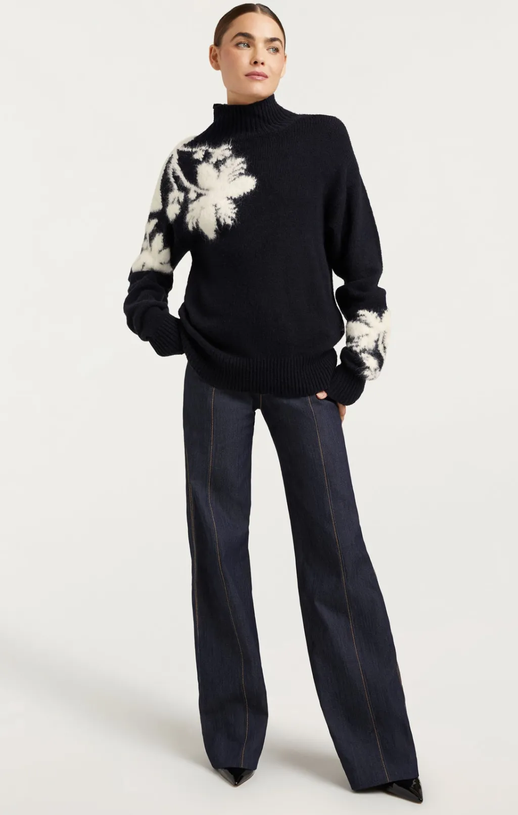 Cinq à Sept Sarah Turtleneck Pullover Black/ivory New