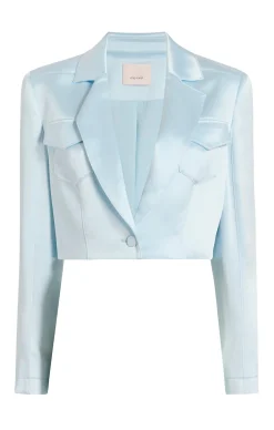 Cinq à Sept Satin Ida Jacket GlacialBlue New