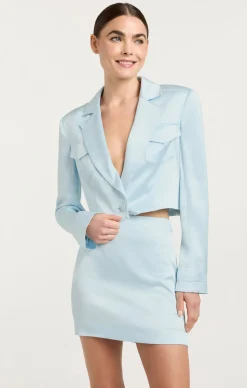 Cinq à Sept Satin Ida Jacket GlacialBlue New