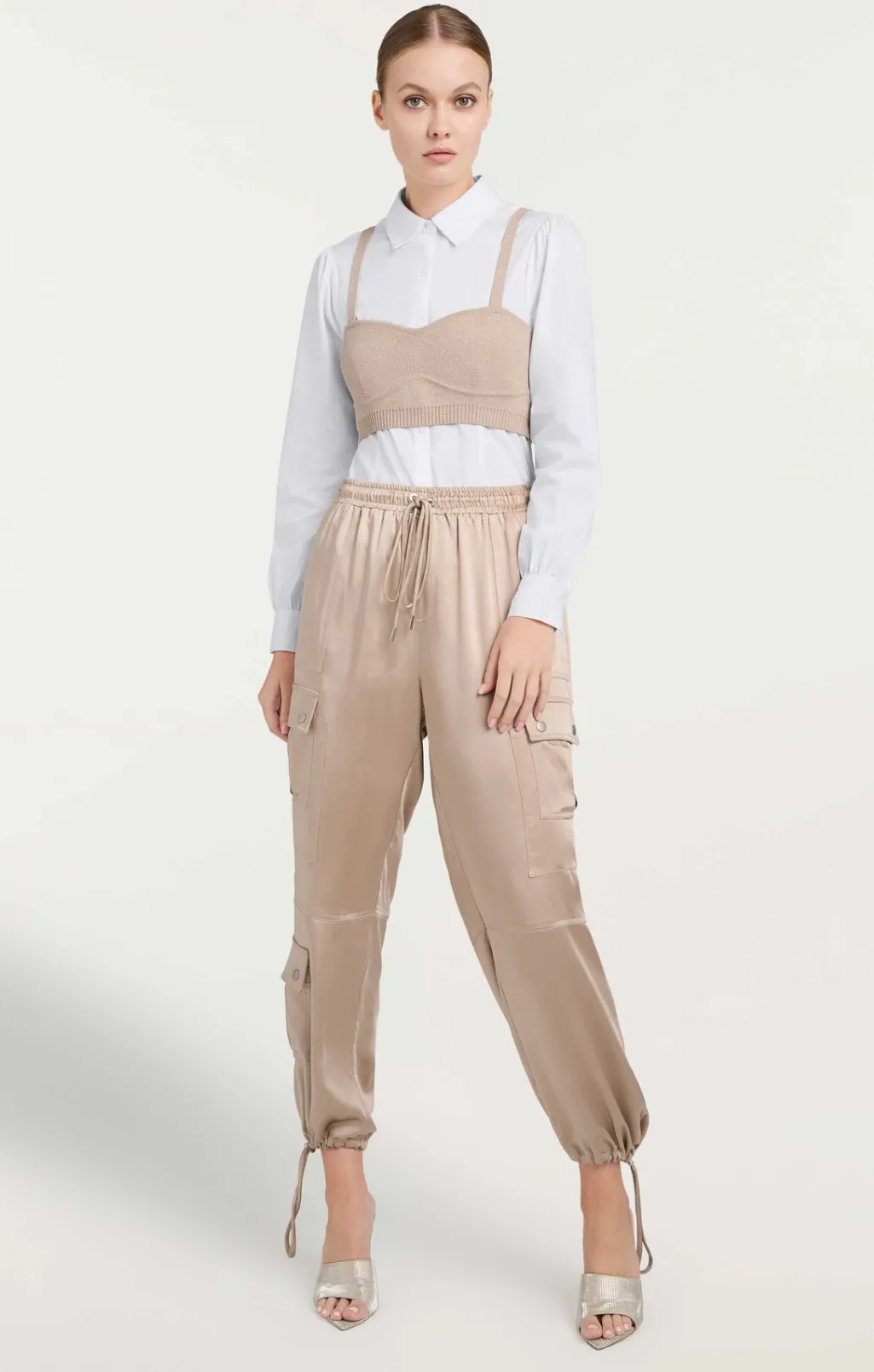 Cinq à Sept Satin Nitsan Parachute Pant Oyster Online