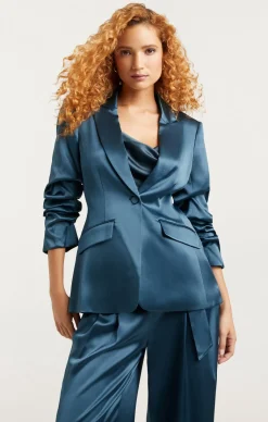 Cinq à Sept Scrunched Cheyenne Blazer SmoothSatinOnyx Hot