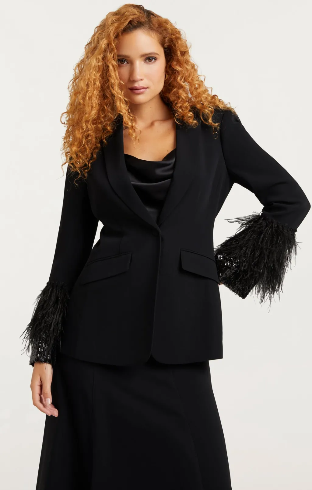 Cinq à Sept Sequin And Feather Cheyenne Blazer Black/black Outlet