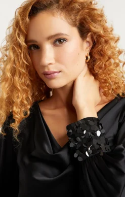 Cinq à Sept Sequin Cuff Taylee Top Black Outlet