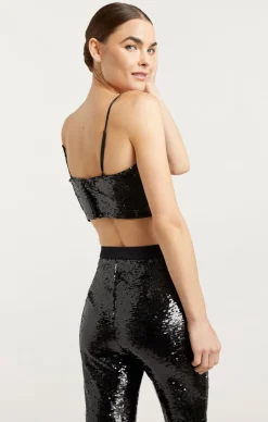 Cinq à Sept Sequin Nikki Top Black Sale