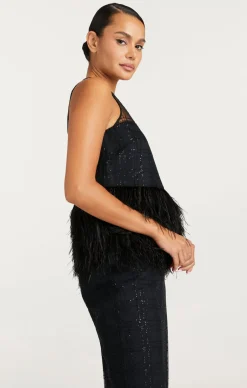 Cinq à Sept Sequin Plaid Charisse Top Black New