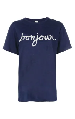 Cinq à Sept Sequined Bonjour Tee Navy/White Best