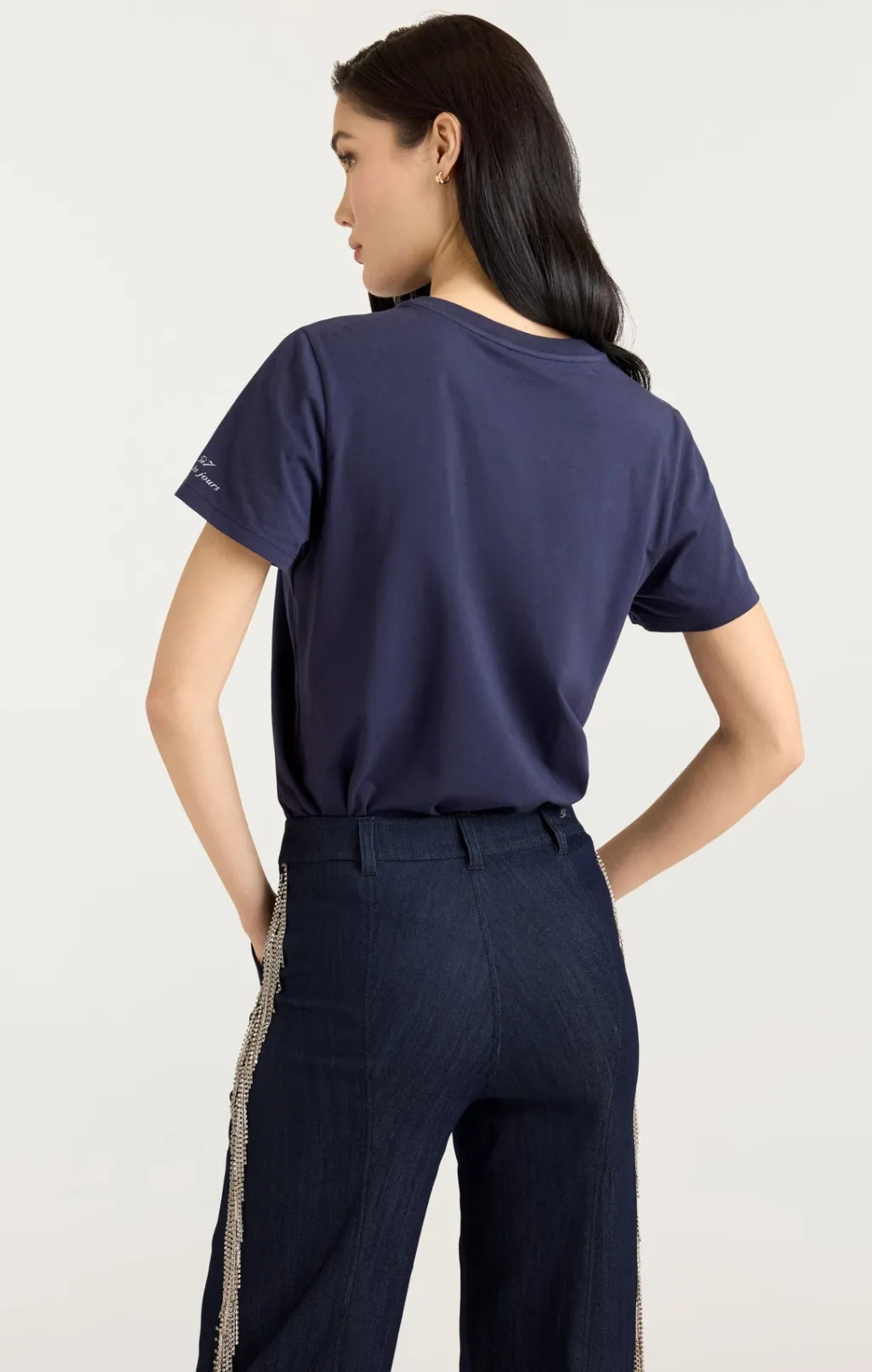 Cinq à Sept Sequined Bonjour Tee Navy/White Best