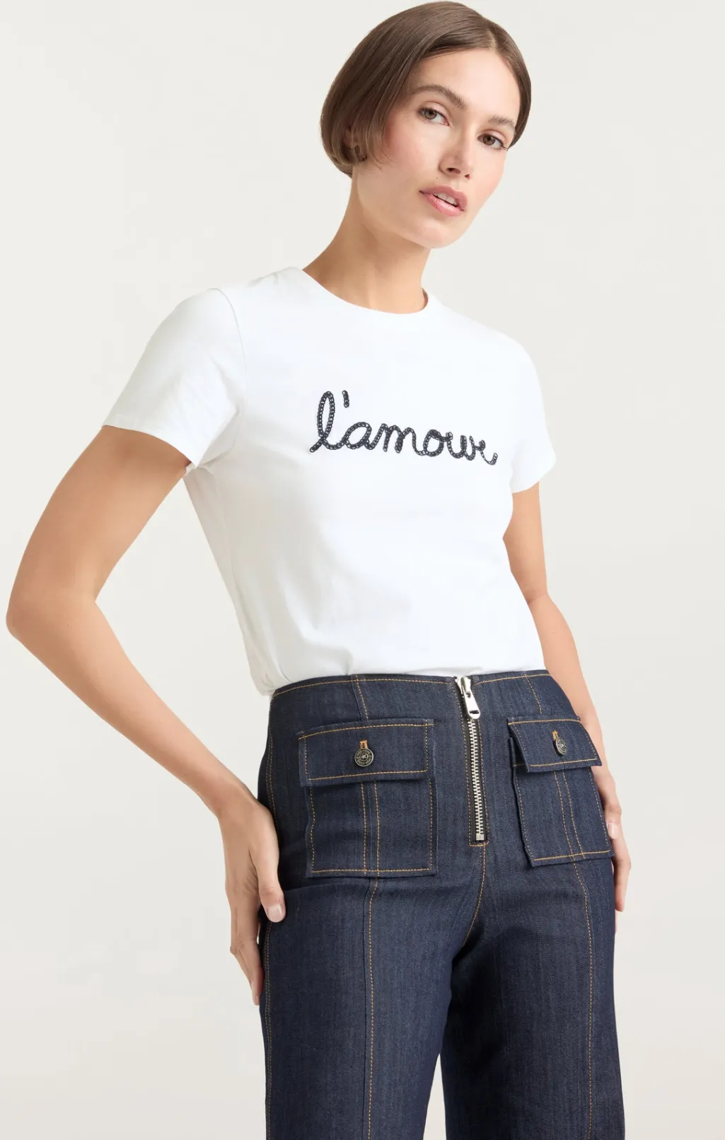 Cinq à Sept Shrunken L'amour Tee White/navy Clearance
