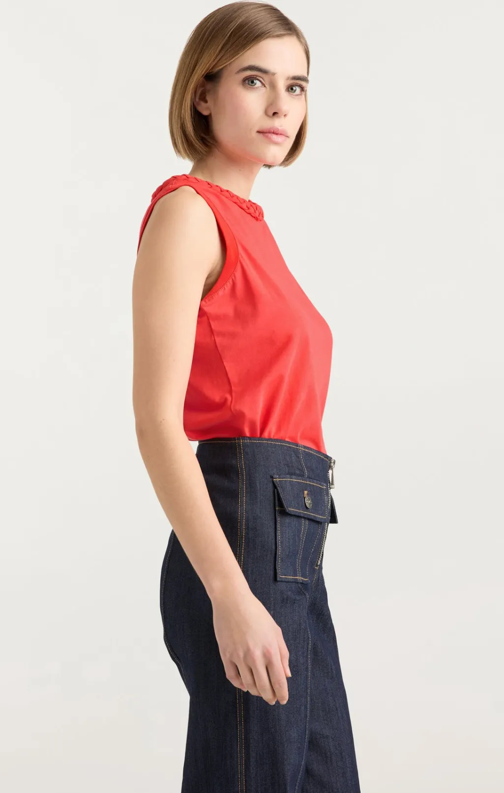 Cinq à Sept Sleeveless Braided Tee DeepTangelo Clearance