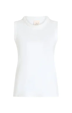 Cinq à Sept Sleeveless Braided Tee White New