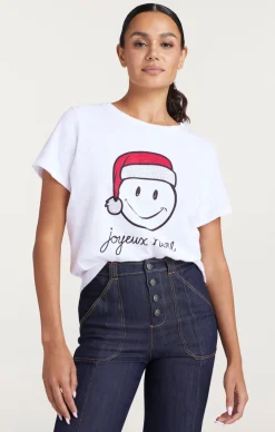 Cinq à Sept Smiley Joyeux Noel Tee White/Black Online