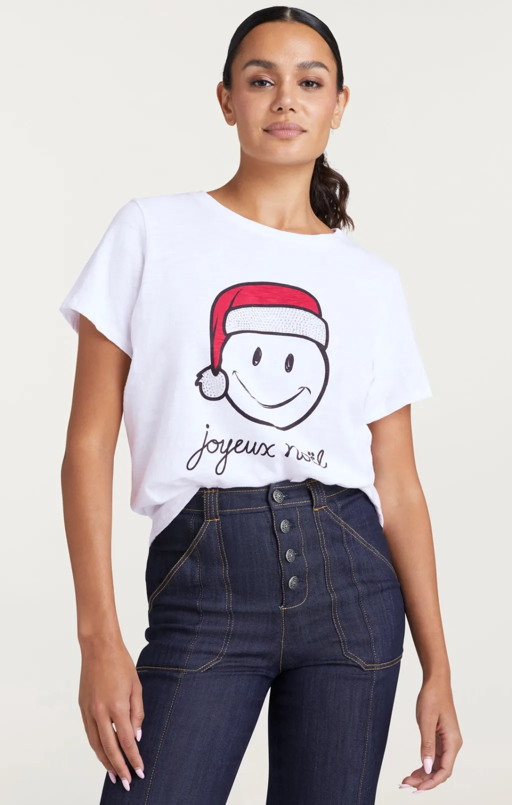 Cinq à Sept Smiley Joyeux Noel Tee White/Black Online