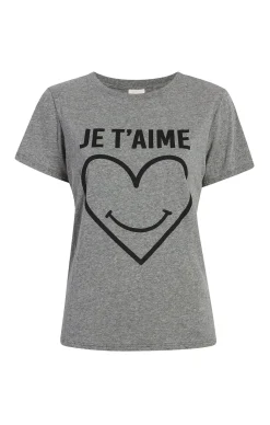 Cinq à Sept Smiling Heart Tee HeatherGrey/black Sale