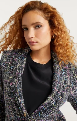 Cinq à Sept Spacedye Tweed Khloe Blazer BlackMulti New