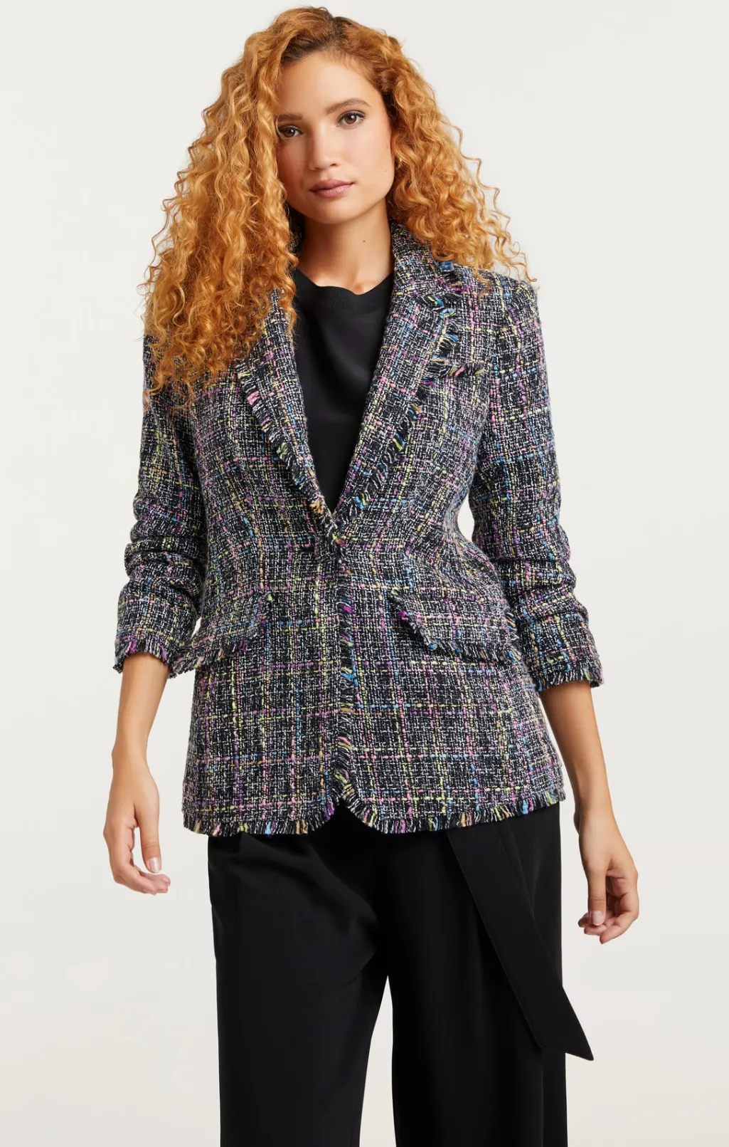 Cinq à Sept Spacedye Tweed Khloe Blazer BlackMulti New
