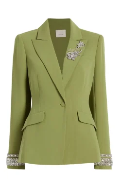 Cinq à Sept Stacked Jewelry Embellished Cheyenne Blazer Moss Hot