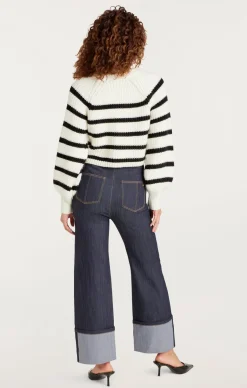 Cinq à Sept Striped Keren Pullover Ivory/Black Outlet