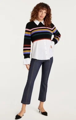 Cinq à Sept Striped Nelida Pullover BlackMulti Discount