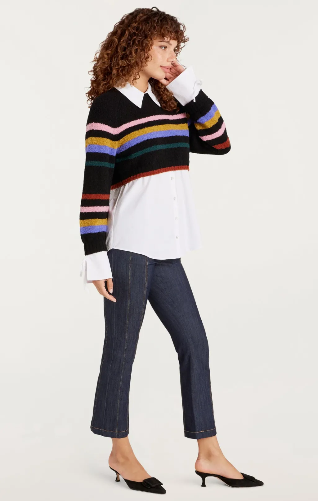 Cinq à Sept Striped Nelida Pullover BlackMulti Discount