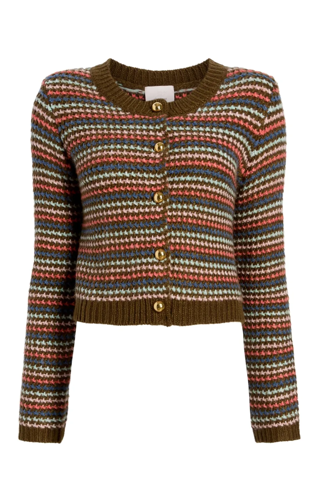 Cinq à Sept Striped Romina Cardigan DarkOliveMulti Clearance