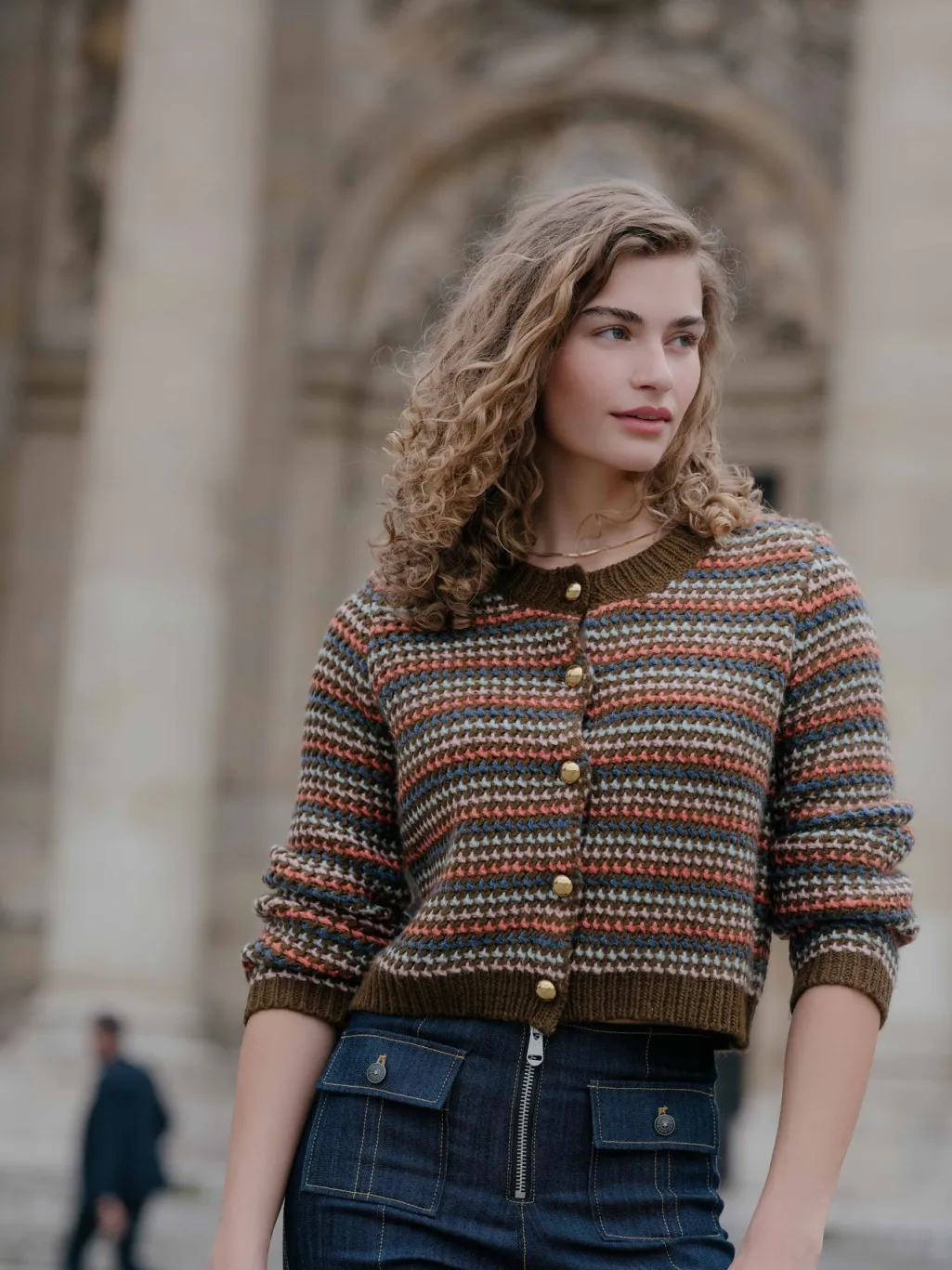 Cinq à Sept Striped Romina Cardigan DarkOliveMulti Clearance