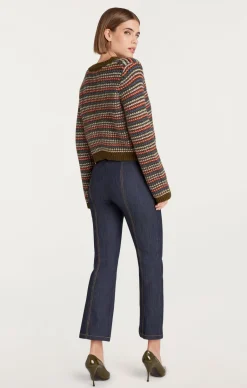 Cinq à Sept Striped Romina Cardigan DarkOliveMulti Clearance