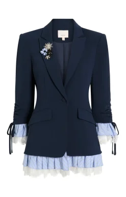Cinq à Sept Striped Roxie Blazer Navy/blue Clearance