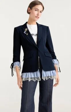 Cinq à Sept Striped Roxie Blazer Navy/blue Clearance
