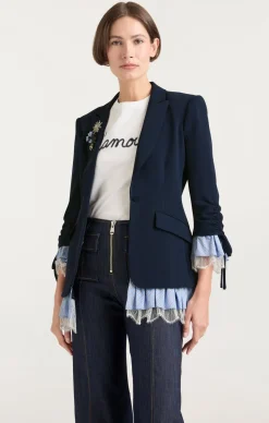 Cinq à Sept Striped Roxie Blazer Navy/blue Clearance