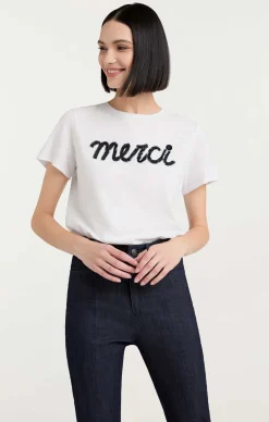 Cinq à Sept Threaded Merci Tee WhiteMulti Online