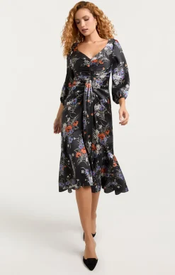 Cinq à Sept Three Quarter Sleeve Walker Dress ObsidianMulti Discount