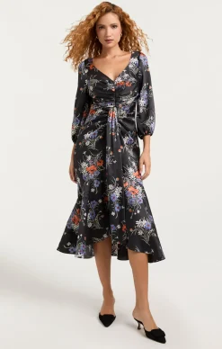 Cinq à Sept Three Quarter Sleeve Walker Dress ObsidianMulti Discount