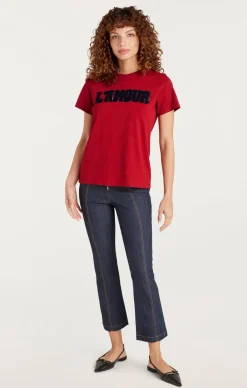 Cinq à Sept Toweled L'amour Shrunken Tee Rosewood/navy New
