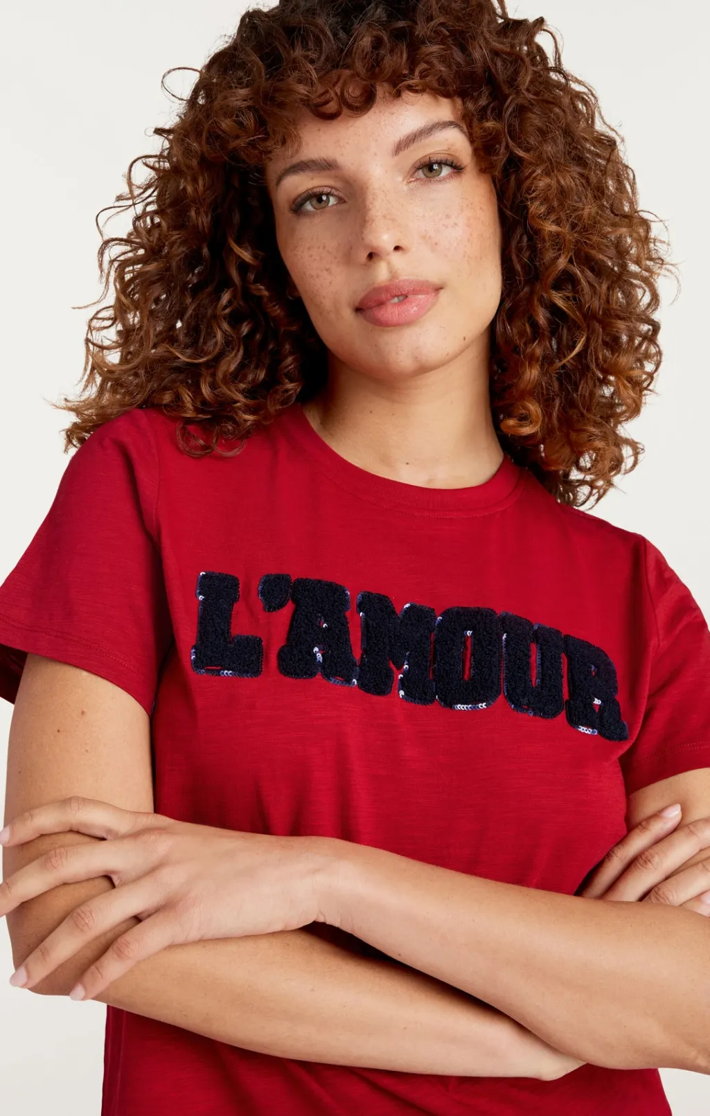 Cinq à Sept Toweled L'amour Shrunken Tee Rosewood/navy New