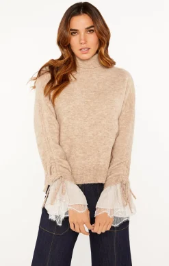 Cinq à Sept Turtleneck Atlas Pullover Oatmeal/NaturalVanilla Best