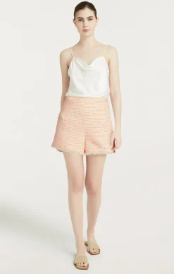 Cinq à Sept Tweed Coronado Short Ivory/neonCoral Outlet