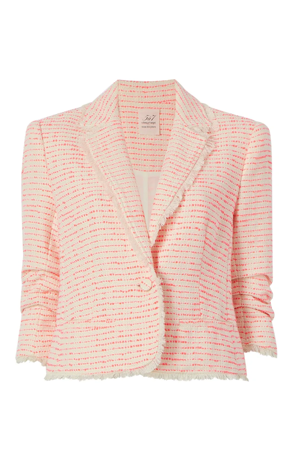 Cinq à Sept Tweed Petite Khloe Blazer Ivory/neonCoral Online