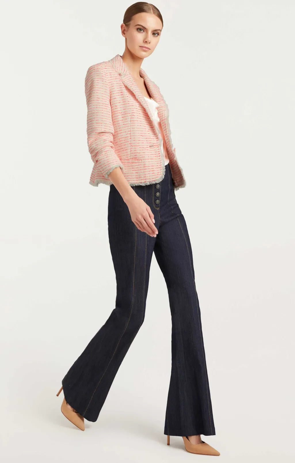 Cinq à Sept Tweed Petite Khloe Blazer Ivory/neonCoral Online