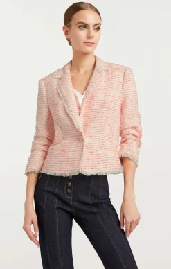 Cinq à Sept Tweed Petite Khloe Blazer Ivory/neonCoral Online