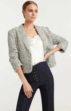 Cinq à Sept Tweed Petite Khloe Blazer Ivory/Navy Outlet