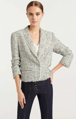 Cinq à Sept Tweed Petite Khloe Blazer Ivory/Navy Outlet