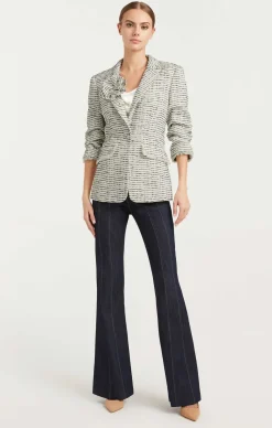 Cinq à Sept Tweed Pricilla Blazer Ivory/Navy Outlet
