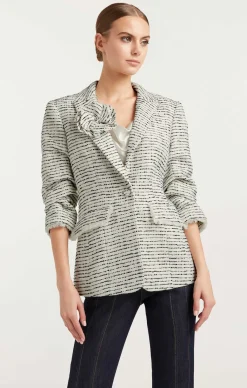 Cinq à Sept Tweed Pricilla Blazer Ivory/Navy Outlet