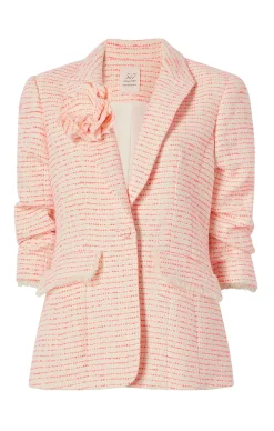Cinq à Sept Tweed Pricilla Blazer Ivory/NeonCoral Online