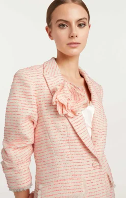 Cinq à Sept Tweed Pricilla Blazer Ivory/NeonCoral Online