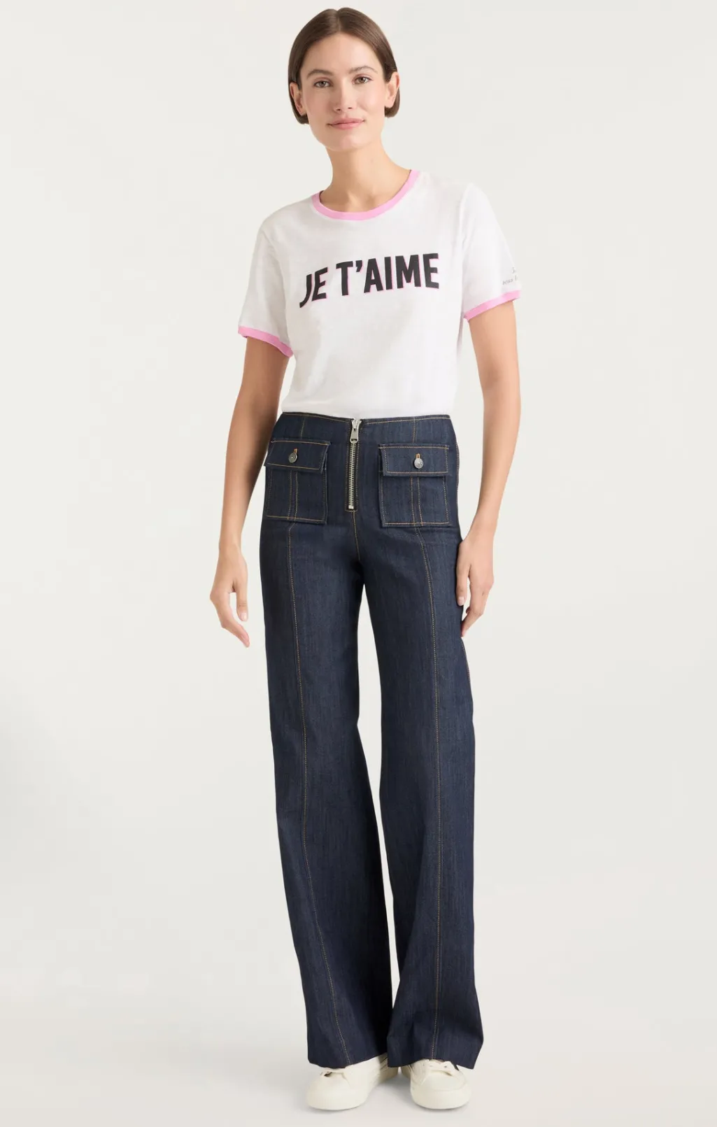 Cinq à Sept Two Tone Je T'aime Tee White/Carnation Sale