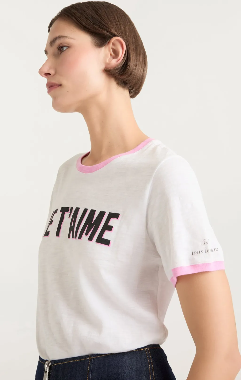 Cinq à Sept Two Tone Je T'aime Tee White/Carnation Sale