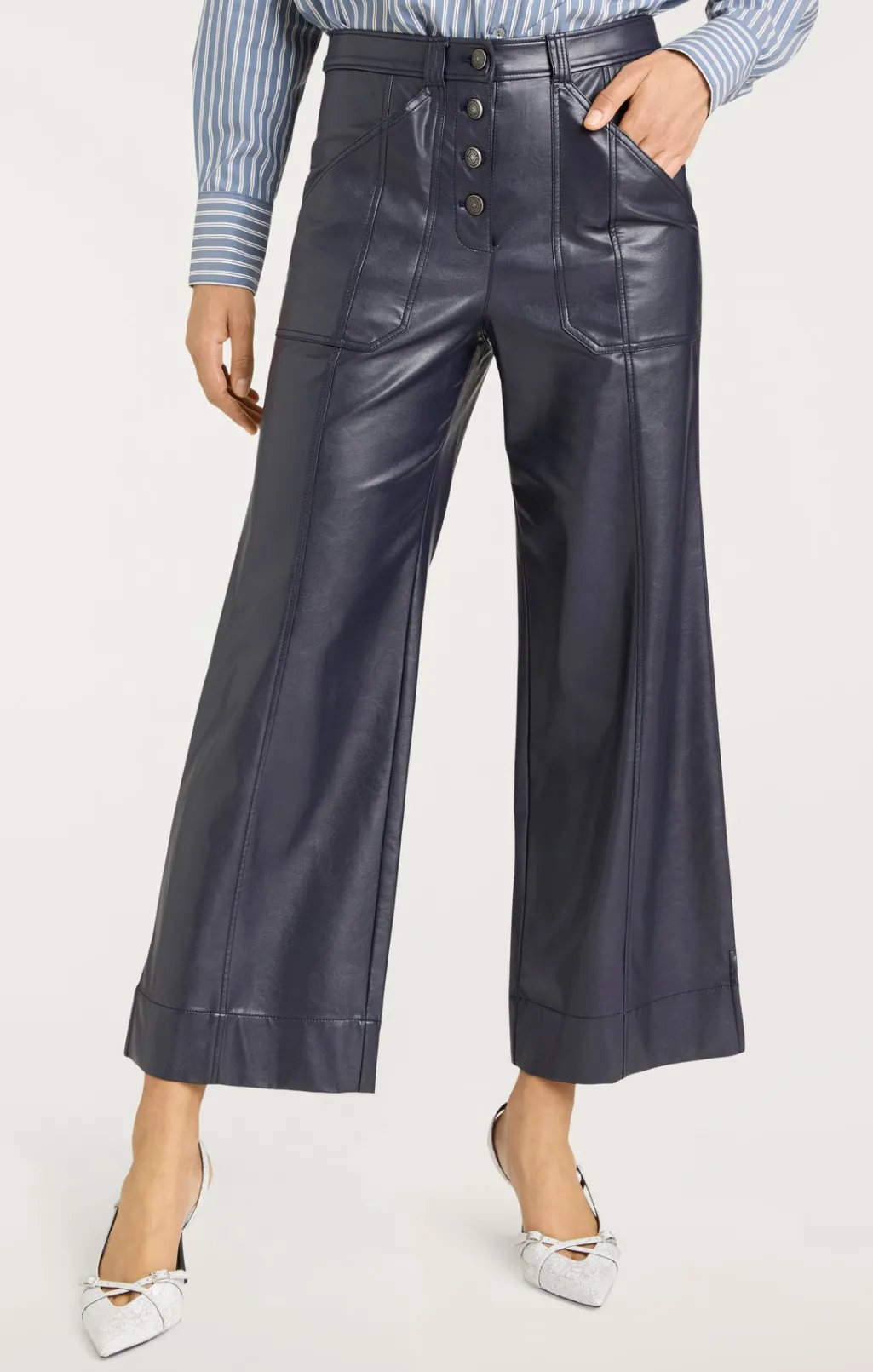 Cinq à Sept Vegan Leather Benji Pant Navy Clearance