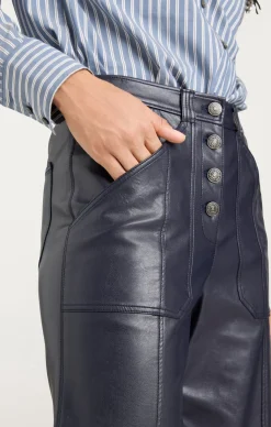Cinq à Sept Vegan Leather Benji Pant Navy Clearance