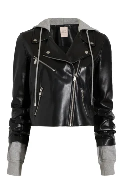 Cinq à Sept Vegan Leather Evie Jacket Black/HeatherGrey Outlet